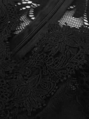 Lace V Neck With Belt Jumpsuits