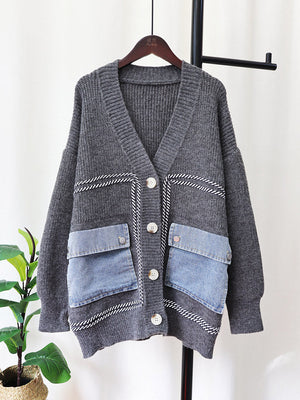 Denim Pocket Button Cardigans