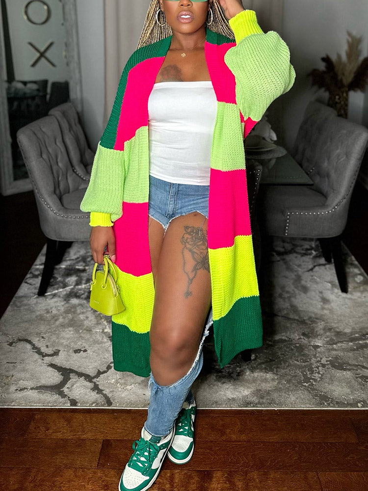 Color Block Knit Cardigans