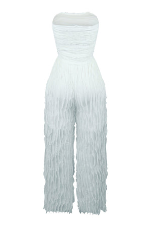 Strapless Sheer Ruffle Jumpsuits