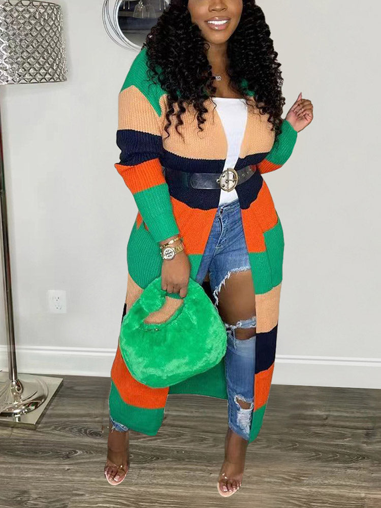Knitted Color Block Cardigans