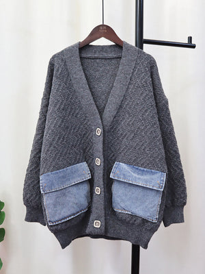 Denim Pocket Button Cardigans