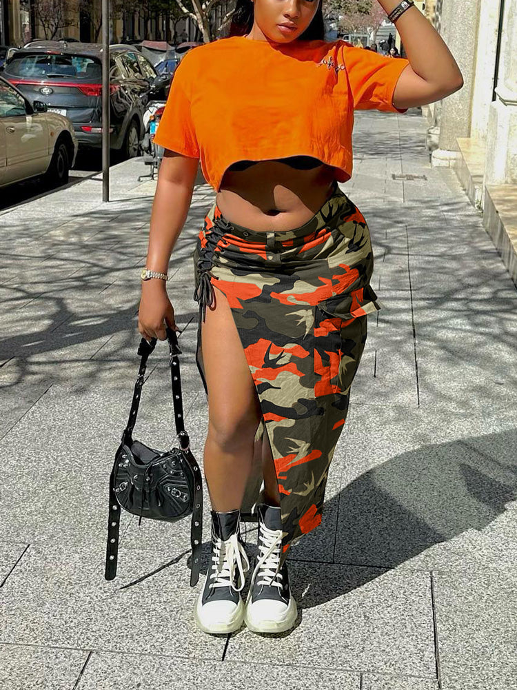 Camo Side Slit Bandage Skirts