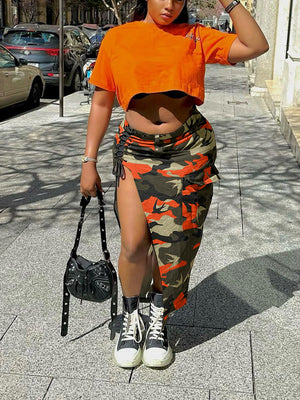 Camo Side Slit Bandage Skirts