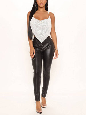 Sequin Backless Cami Tops