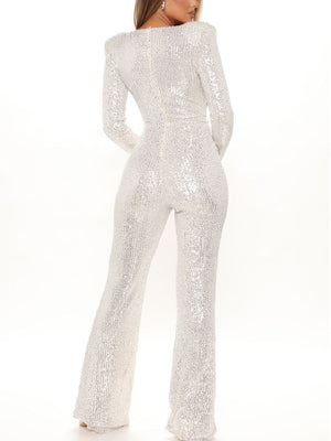 Sequin V Neck Jumpsuit
