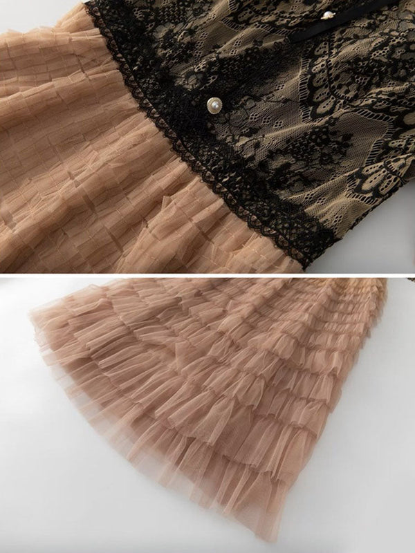 Lace Ruffle Tulle Dresses