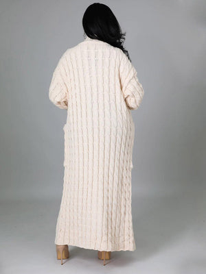 Knitted Solid Pocket Sweater Cardigans