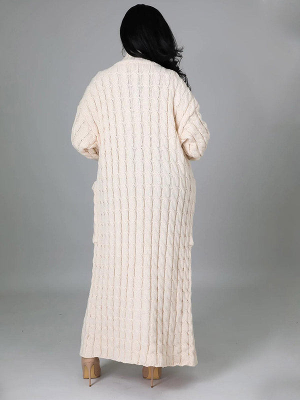 Knitted Solid Pocket Sweater Cardigans