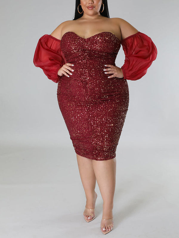 Sequin Tube Midi Holiday Dresses