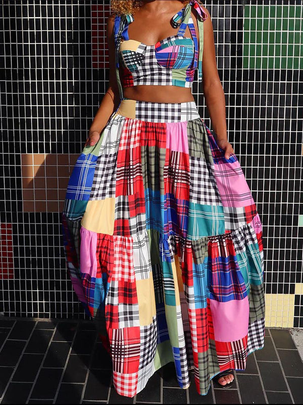 Plaid Color Block Dresses