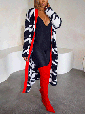 Fur Houndstooth Cardigans