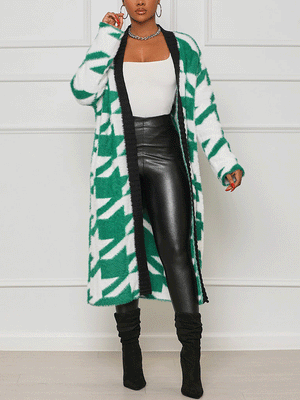 Fur Houndstooth Cardigans