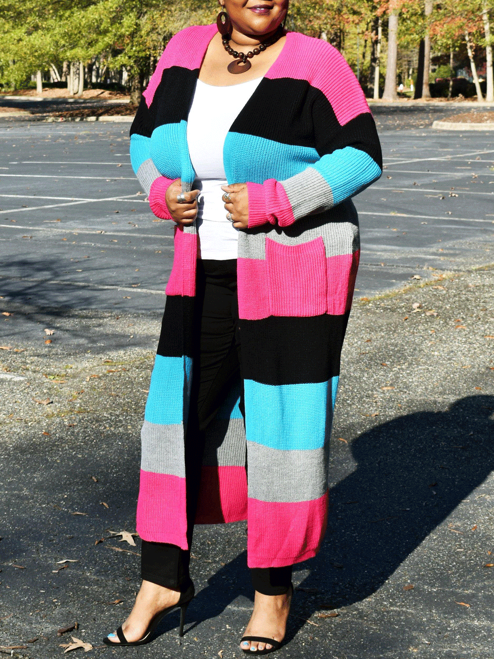 Knitted Multicolor Colorblock Cardigans