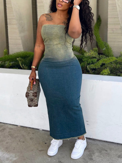 Strapless Denim Dresses