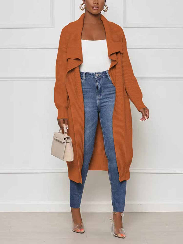 Knitted Solid Open Front Cardigans