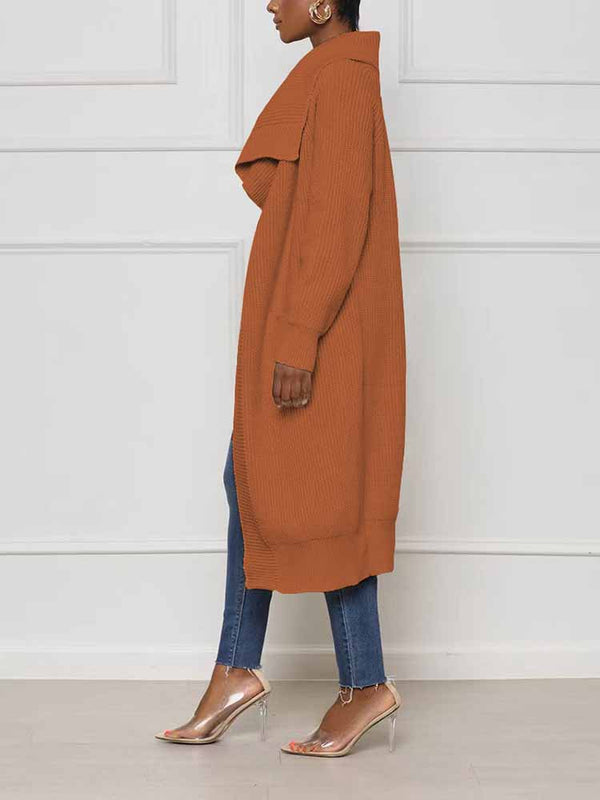 Knitted Solid Open Front Cardigans