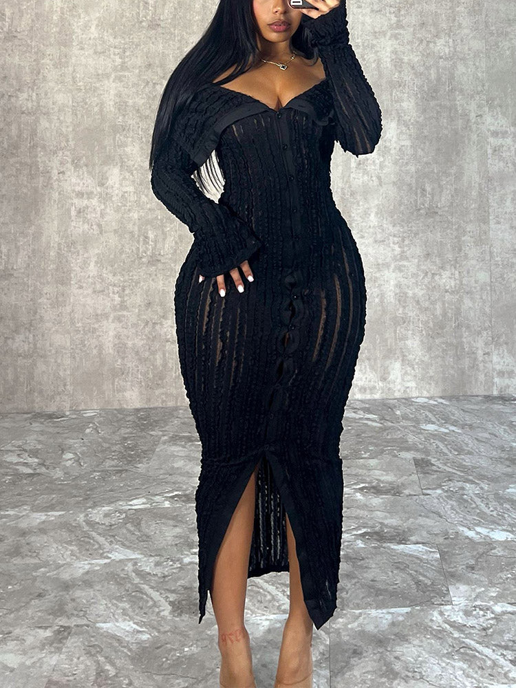 Off Shoulder Mesh Dresses