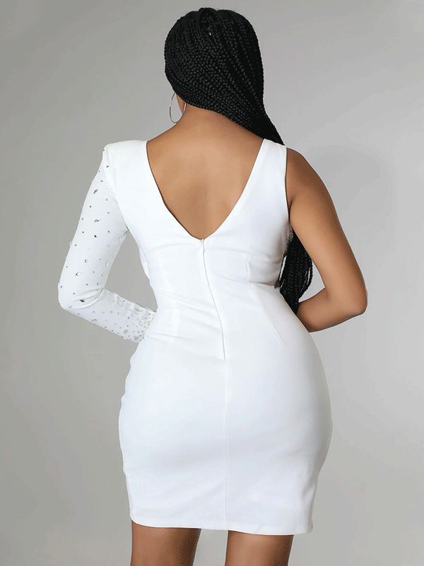 Irregular Rhinestone Bodcon Mini Dresses