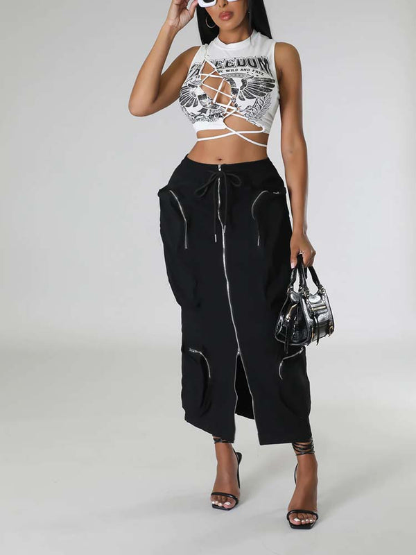Cargo Pocket Zipper Skirts