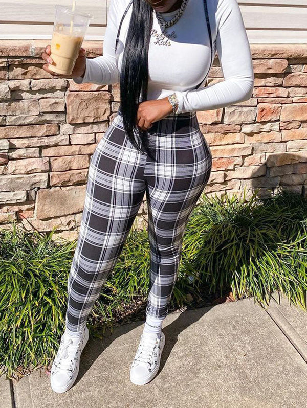 Plaid Top Overalls Set