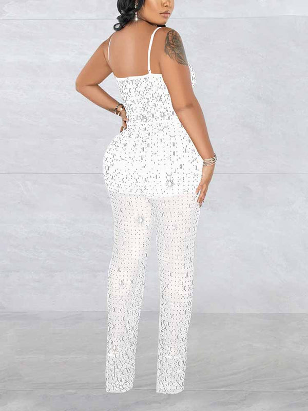 Rhinestone Mesh Jumpsuits