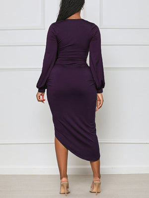 Asymmetrical Ruched Midi Dresses
