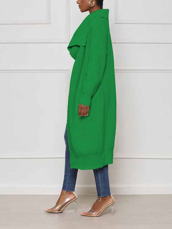 Knitted Solid Open Front Cardigans