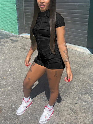 Zip Up Cargo Rompers