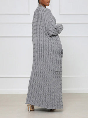 Knitted Solid Pocket Sweater Cardigans