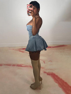 Sweetheart Denim Mini Dresses