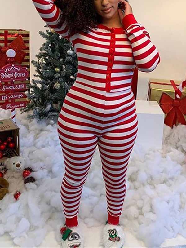 Christmas Striped Jumpsuits