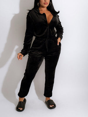 Velvet Casual Jogger Jumpsuits