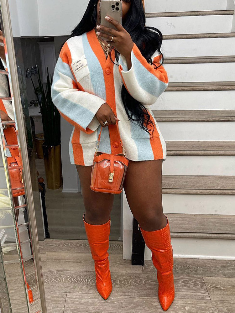 Color Block Knit Cardigans