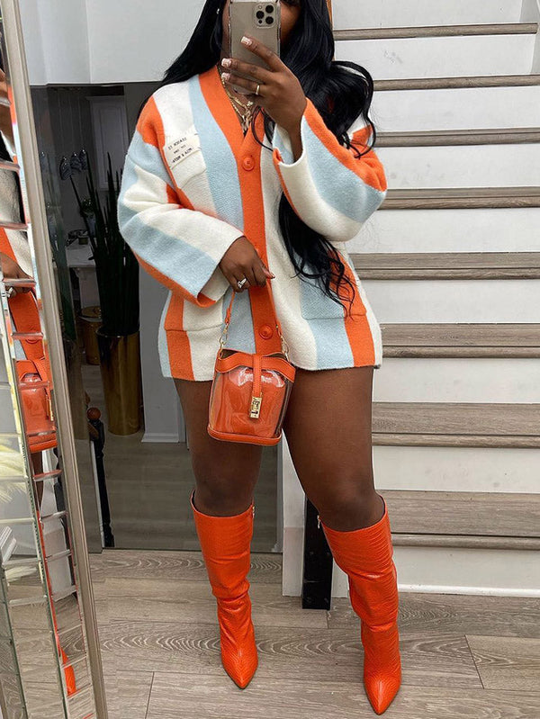 Color Block Knit Cardigans