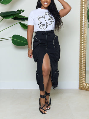 Cargo Pocket Zipper Skirts
