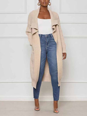 Knitted Solid Open Front Cardigans