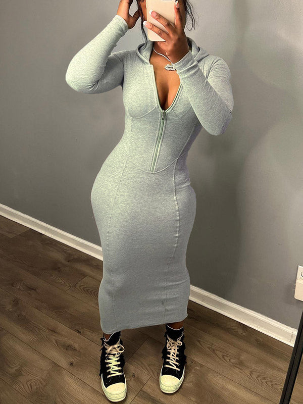 Hoodie Zip Bodycon Dresses