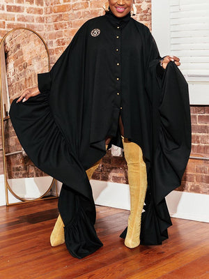 Batwing Sleeve Asymmetrical Shirt Dresses
