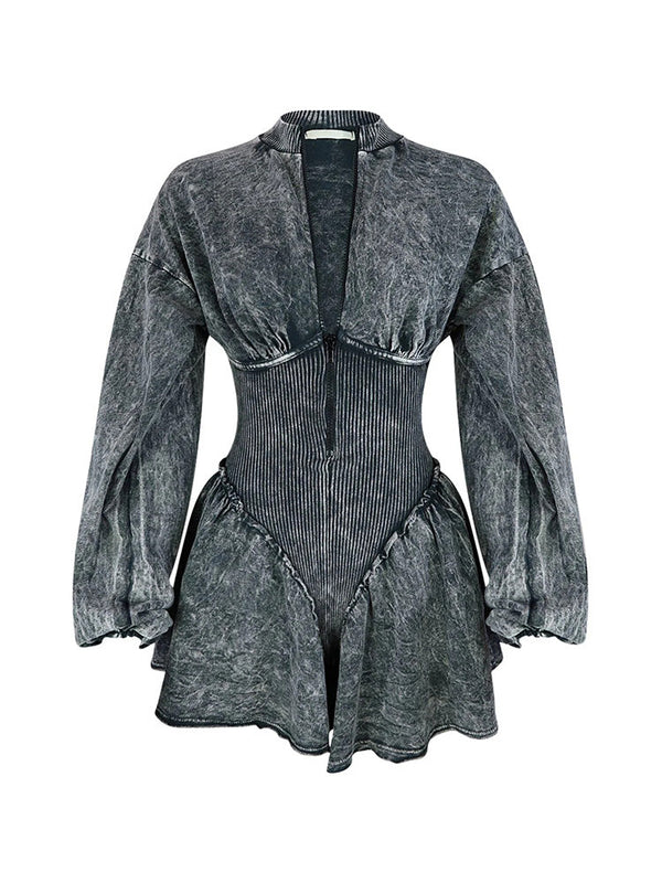 Zipper Corset Rompers