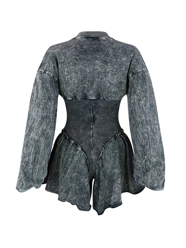 Zipper Corset Rompers
