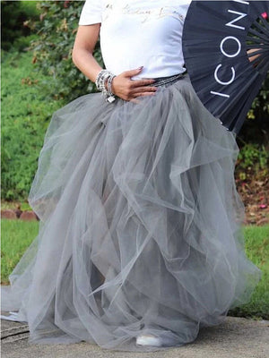High Waisted Slit Tulle Skirts