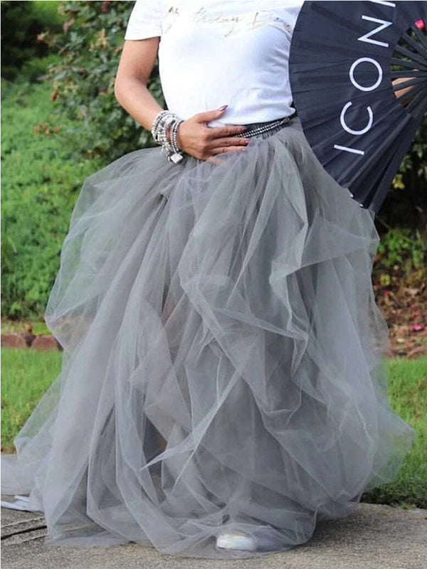 High Waisted Slit Tulle Skirts