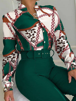 Floral Shirt Flared Pants Set