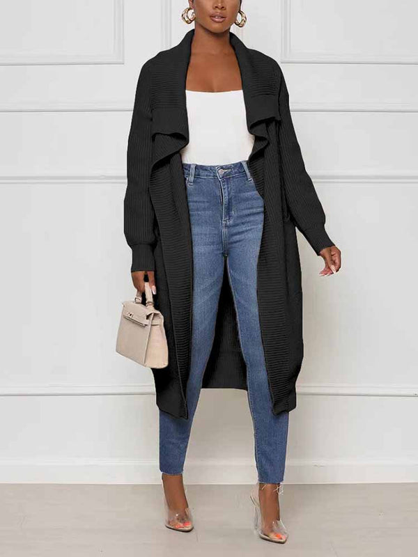 Knitted Solid Open Front Cardigans