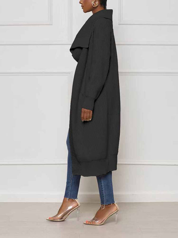 Knitted Solid Open Front Cardigans