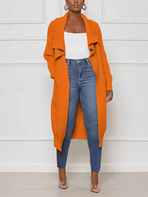 Knitted Solid Open Front Cardigans