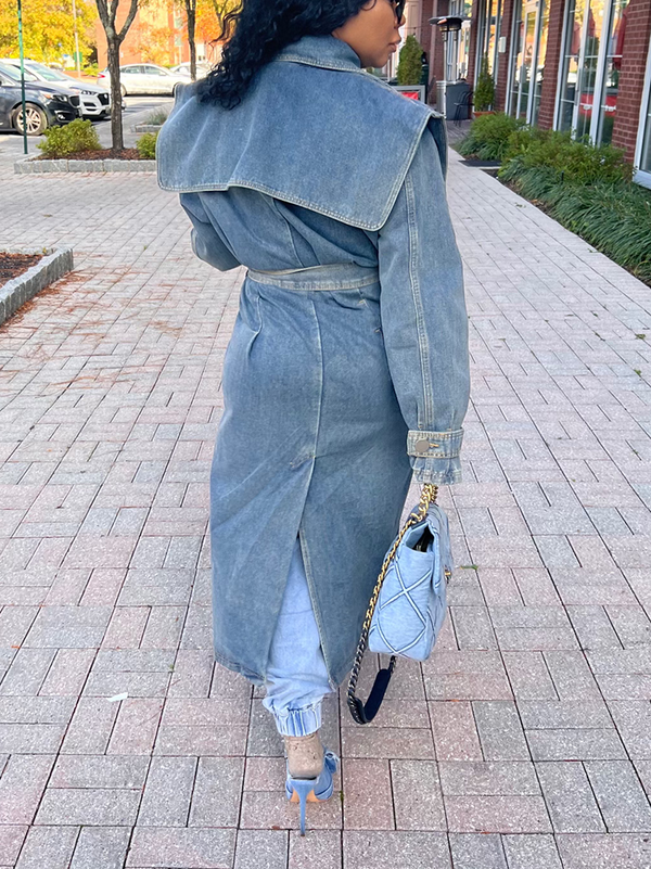 Double-Breasted Denim Trench Coats