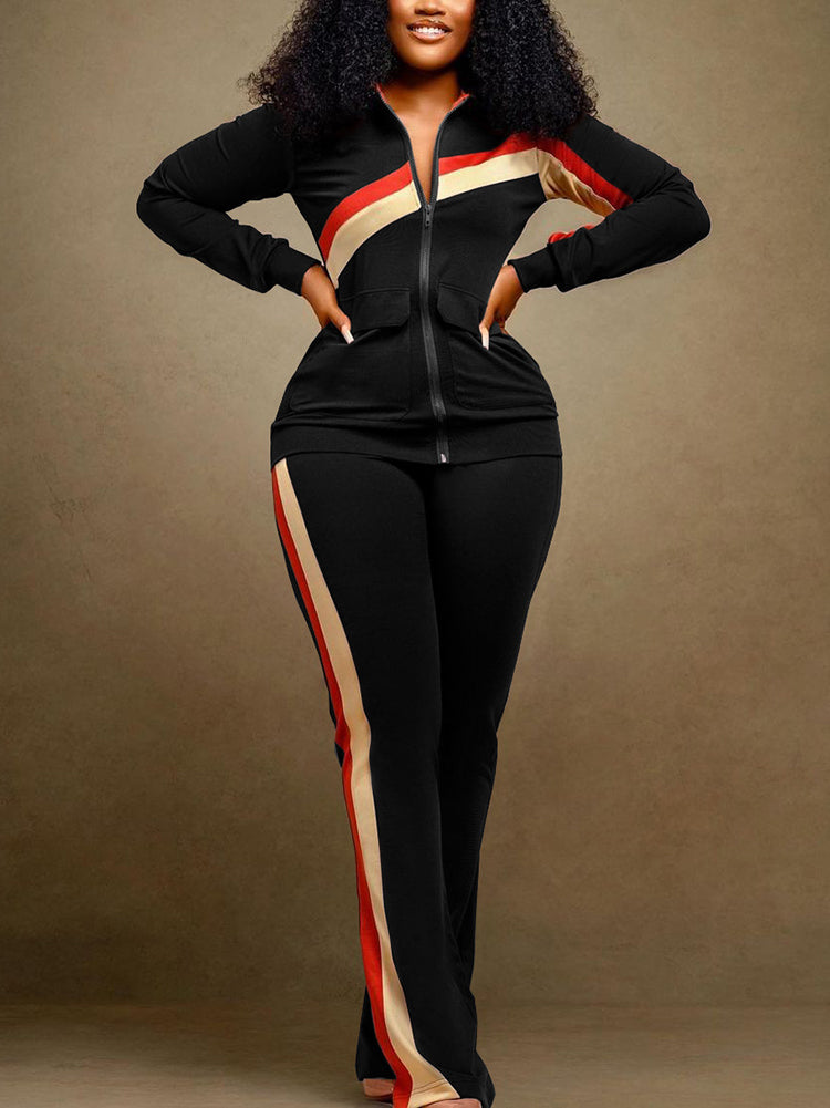 Casual Zip Jacket Pants Set