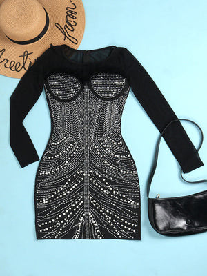 Feather Pearl Rhinestone Dresses